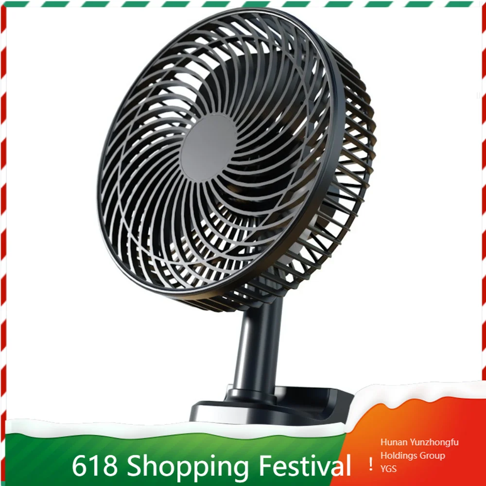 Dual Power Clip Mount Oscillating Fan Usb Rechargeable Timer Strong Airflow Camping Car Use