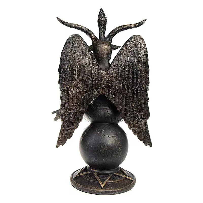 Horned God Baphomet, Sabbatic Goat Statue; Mendes Divine Goat Idol; Satanic Church Resin Figurine