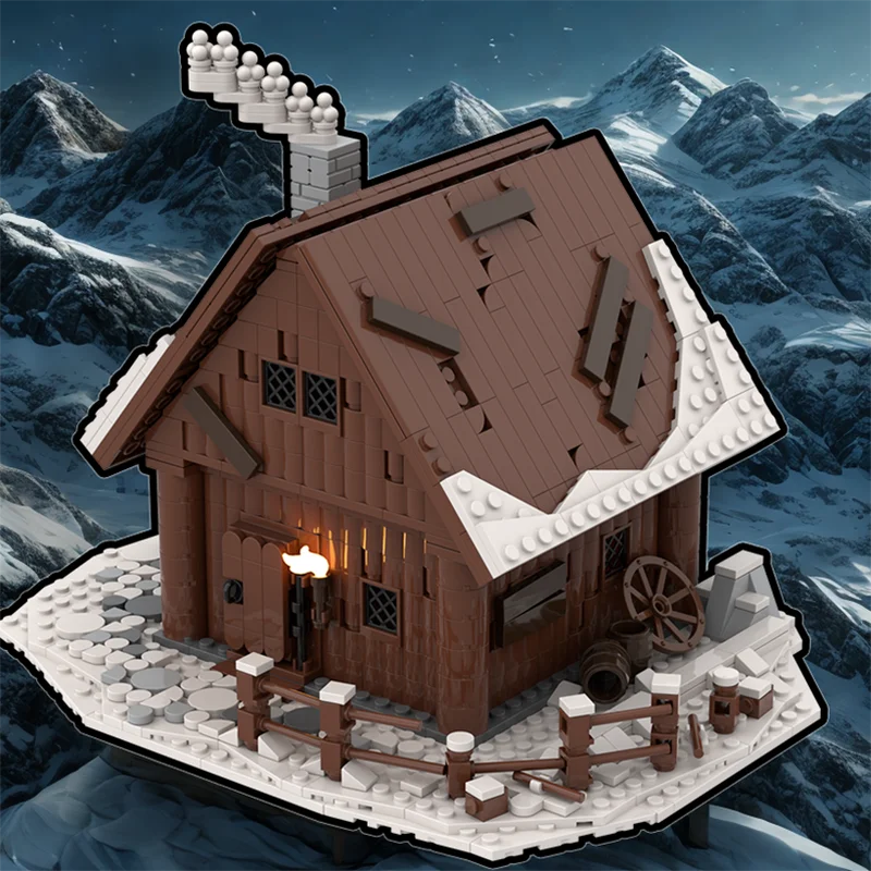 Moc بنة القرون الوسطى خشبية الكابينة بناء نموذج التكنولوجيا الطوب لتقوم بها بنفسك الجمعية وحدات قلعة القرون الوسطى لعبة البناء