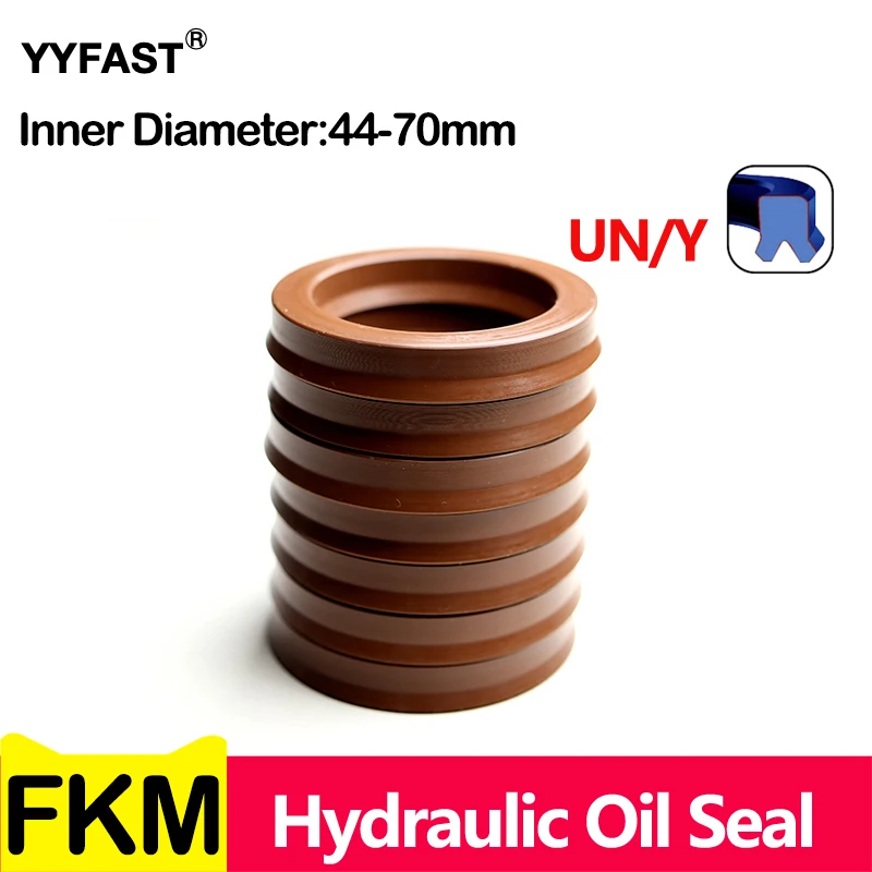 ID 44-70MM, FKM UN/Y-Type Radial Shaft Hydraulic Seal (IDxODxTHK),Fluorine Rubber Shaft Piston Rod Single Lip U-Shaped Cup