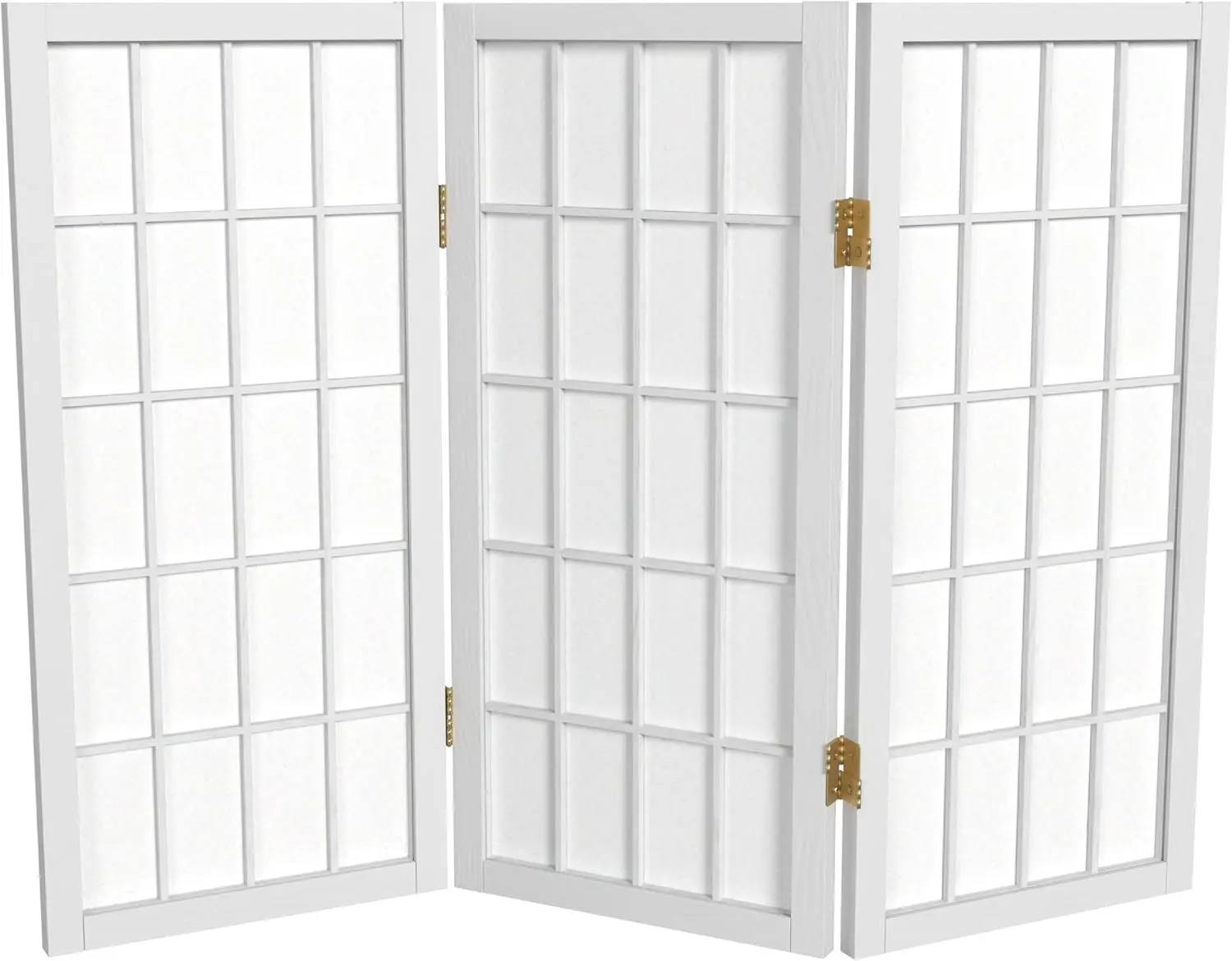 

White 3-Panel Short Desktop Shoji Screen - Privacy with Light, Easy Setup & Modern Design