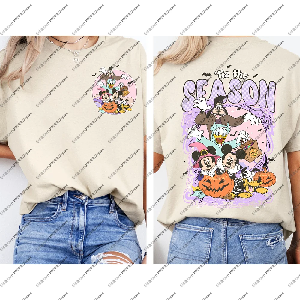 Niñas Halloween esqueleto familia Mickey Minnie regalo Y2k fiesta sudadera espeluznante Disney viaje camiseta Top ropa deportiva Casual