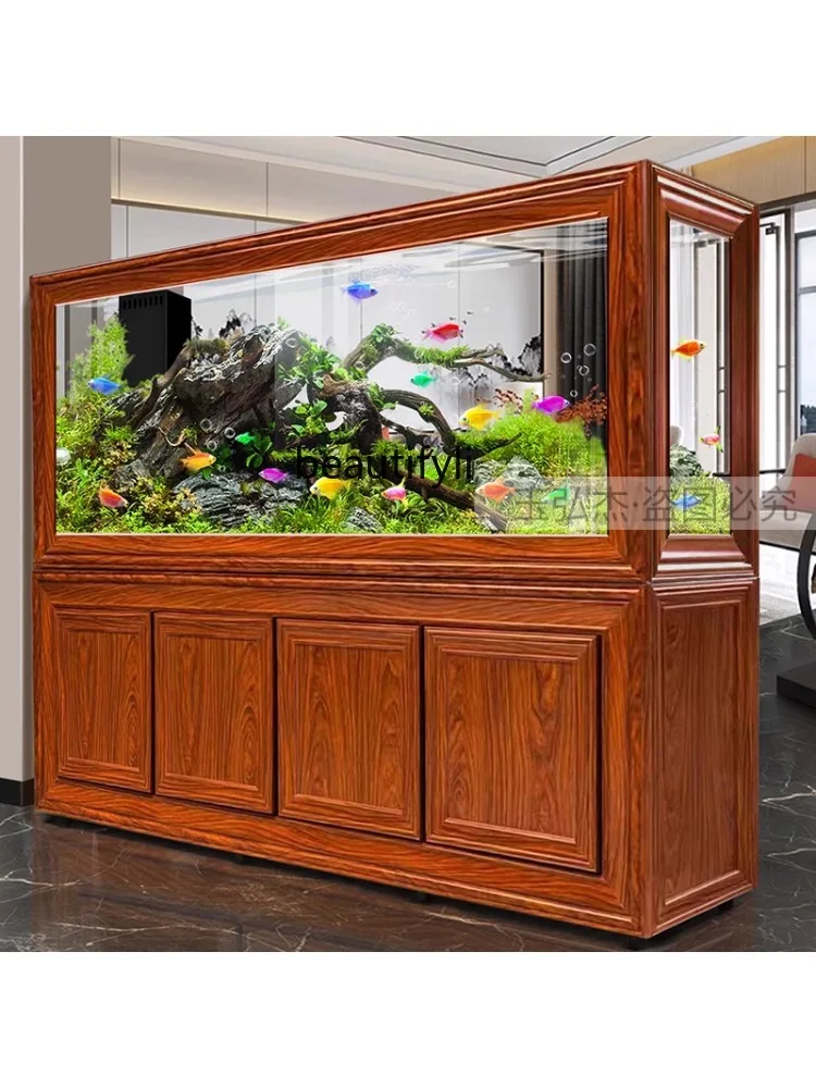 Chinese Fish Tank Living Room Screen Bottom Filter Large Dragon Fish Tank Home Partition Lazy Change Water Ecological Aquarium