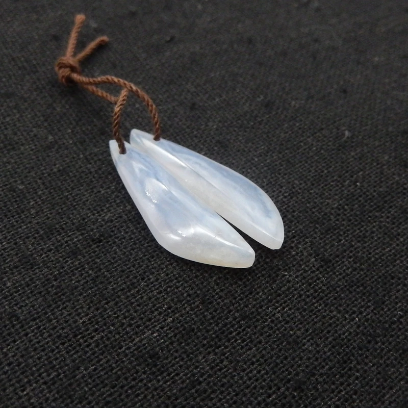 B & F الطبيعية الأزرق الدانتيل العقيق الكتلة أقراط الخرز 27x8x3 مللي متر 2.2 جرام اليدوية صنع المجوهرات الحجارة لوازم