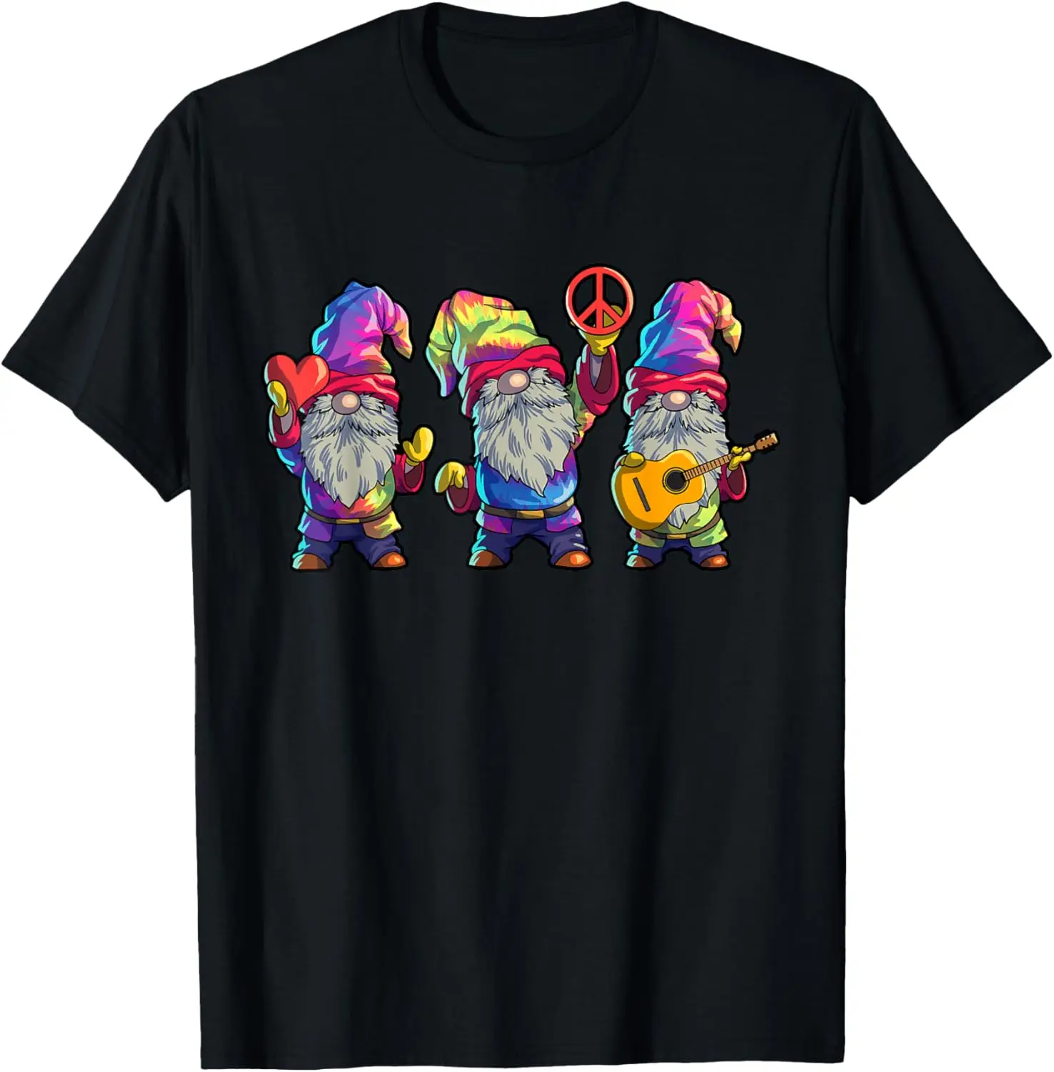 Hippie Gnomes Shirt Men Women Tie Dye Graphic Peace Gnomes T-Shirt