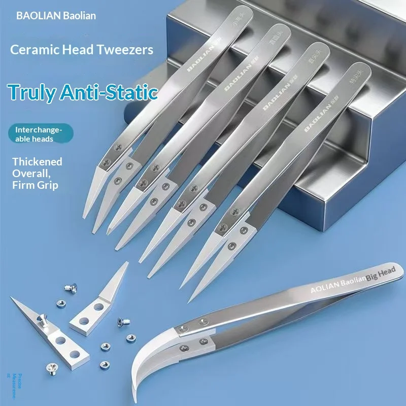 Ceramic Straight Electronic Precision Tweezers Watchmaker Soldering Anti-static Reverse Tip Replacement Acid Anti Resistant Best
