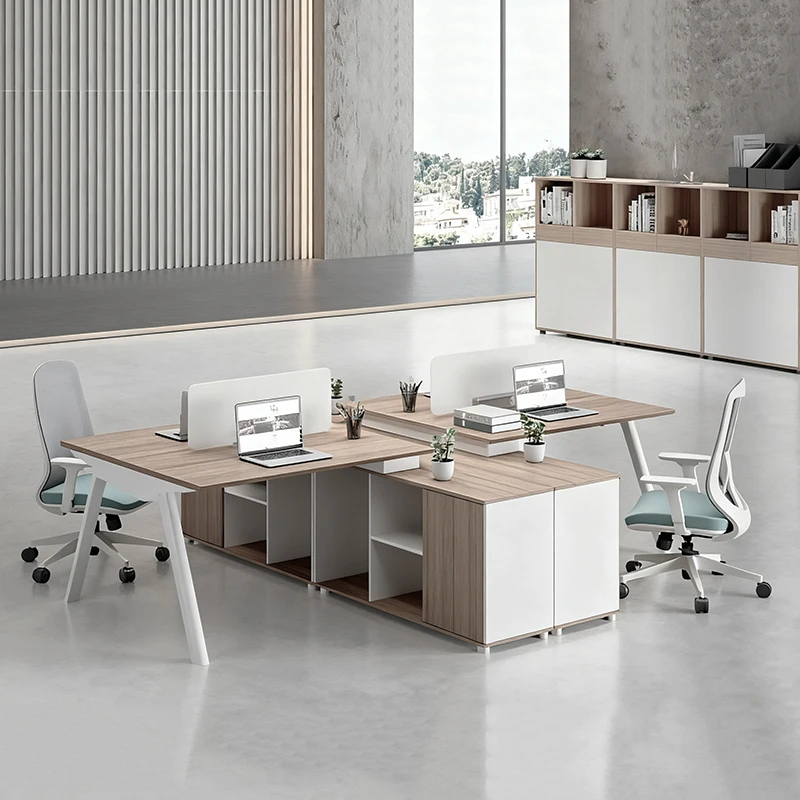 Durable Eco-Friendly Wood Modern L-Shaped Executive Office Desk Double Work Surface Water Resistant Anti-Scratch Freestanding