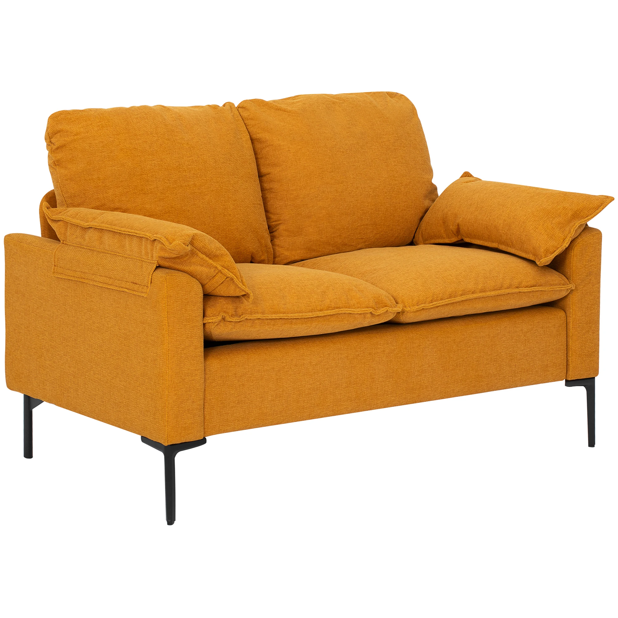 HOMCOM Sofá de 2 Plazas Tapizado en Terciopelo con Patas de Metal Reposabrazos Acolchado 130x77x84 cm
