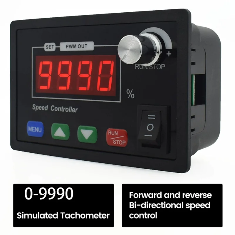 J1UL1N DC10-55V 40A Motor Speed Controller Speed Adjustable PWM Forward To Reverse Rotation Tachometer Black 1 PCS