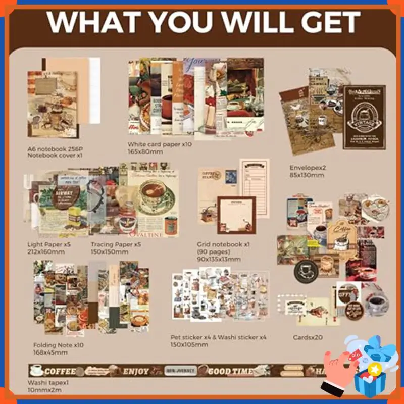 

Compact Scrapbooking Kit, Vintage Collection, Perfect For Bullet-Scrapbooking Materials, Planner DIY Art Crafts