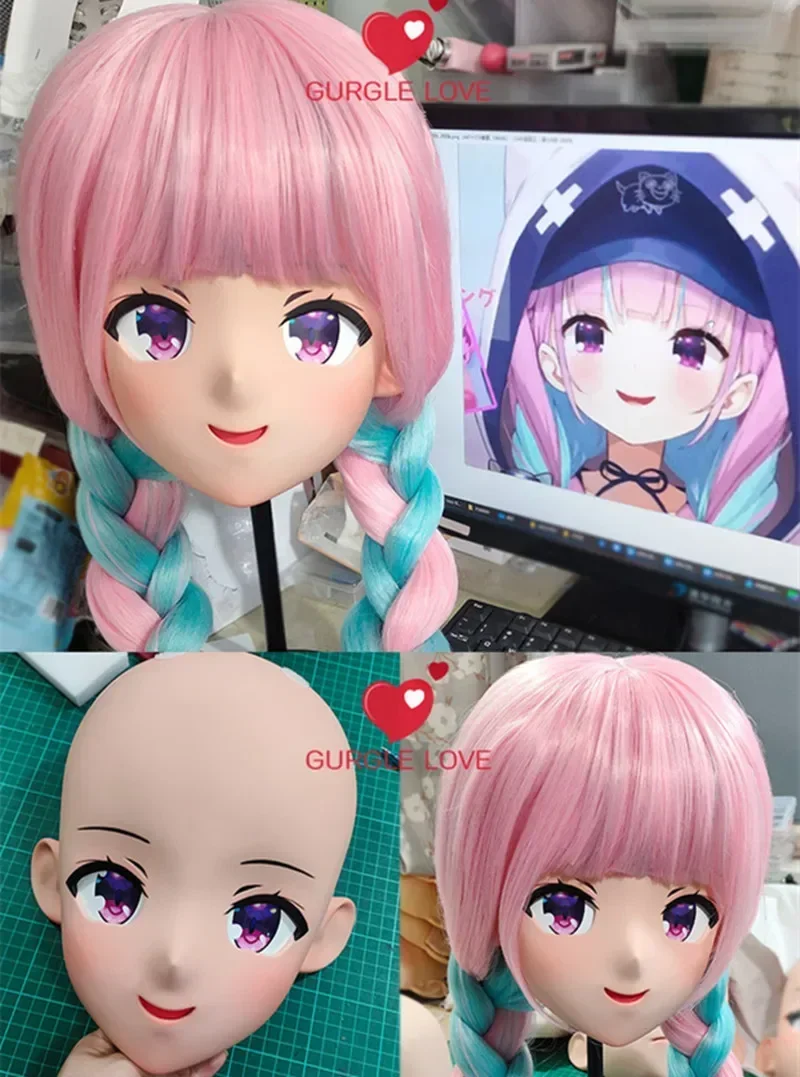 (GL20) Custom Cartoon Character Resin Half Head Crossdress Cosplay Japanese Anime Your Lie in April Miyazono Kaori Kigurumi Mask