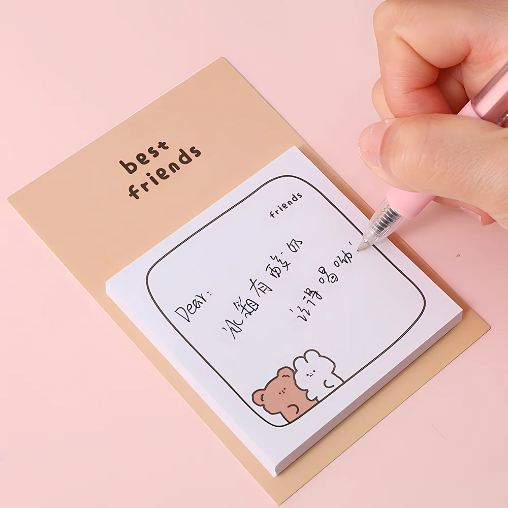 Cute Kawaii Bear Sticky Notes Funny Memo Pad Post Notepads Back to School Girl Stationery Office Supply Planner Agenda Checklist