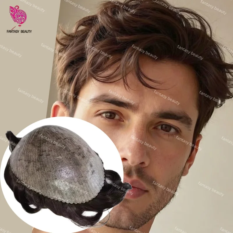 

Ультратонкий парик-накладка из полиуретана толщиной 0,1 мм с естественной линией роста волос, 130% плотность, 100% европейские натуральные волосы, мужской парик-протез