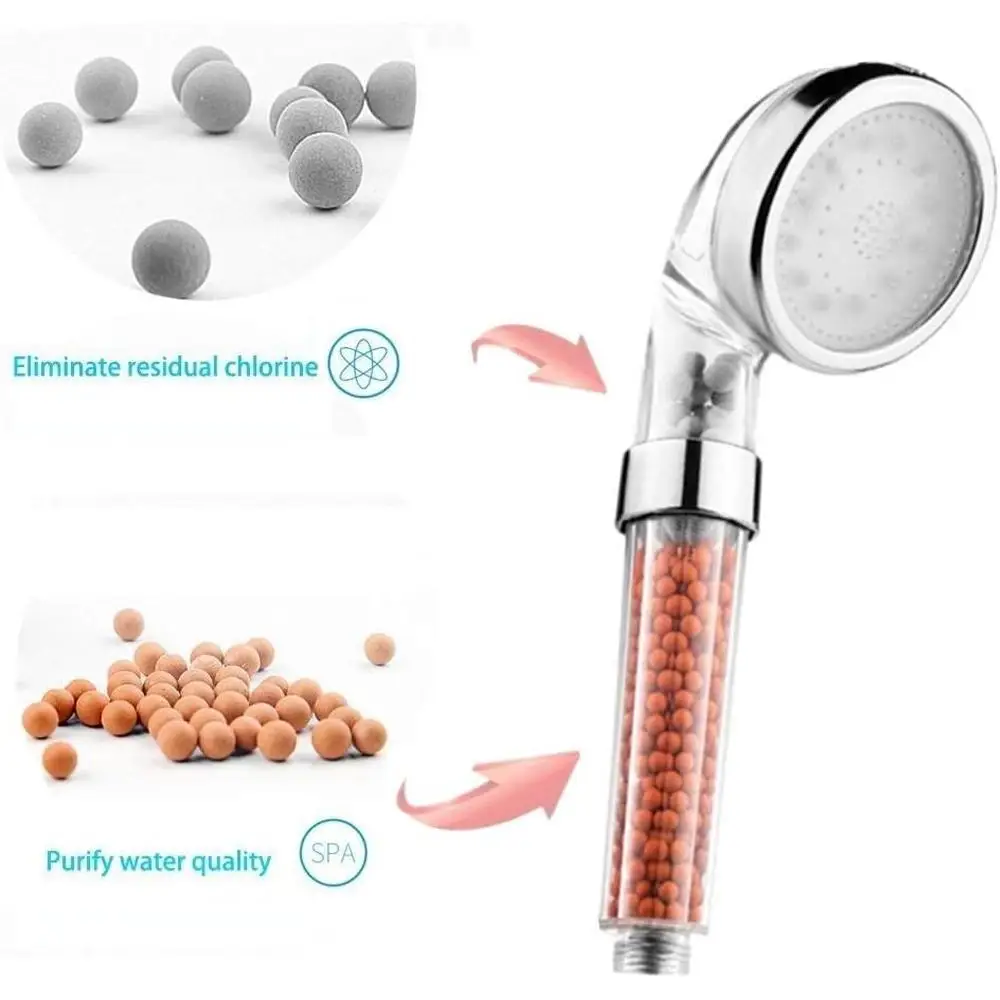 LED Shower Head High Pressure Water Filter Handheld Showerhead System Purifies Chlorine Reduces Dry Skin Hair Loss Easy