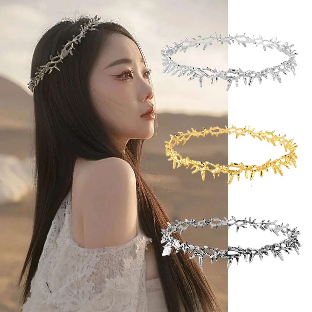 Thorn Crown Headwear Punk Gothic Headband Unisex Cosplay Metal Crowns Headpiece Jewelry Gift Party Accessories