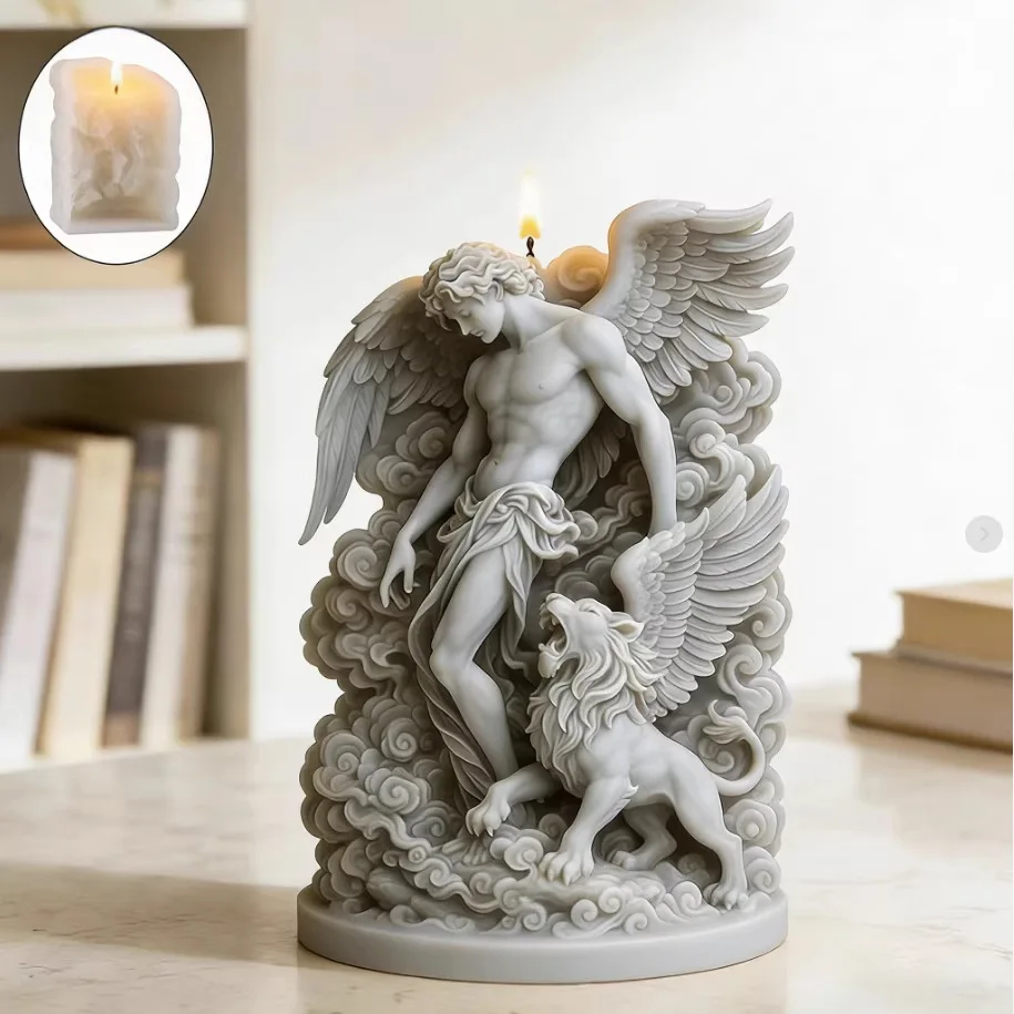 

DIY Candle Molds Making Supplies 3D Relief Angel and Flying Lion Candle Silicone Mold Making Kit