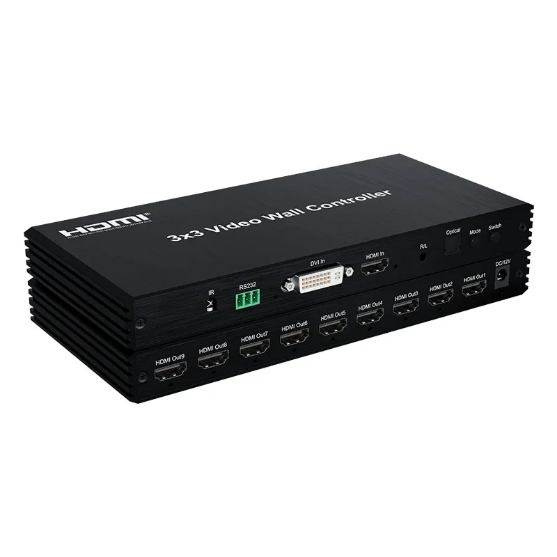 2026 DT-7091 Multi Video Screen Processor Splicer 3x3 9 Screen 1080P 60Hz HDMI DVI TV Video Wall Controller