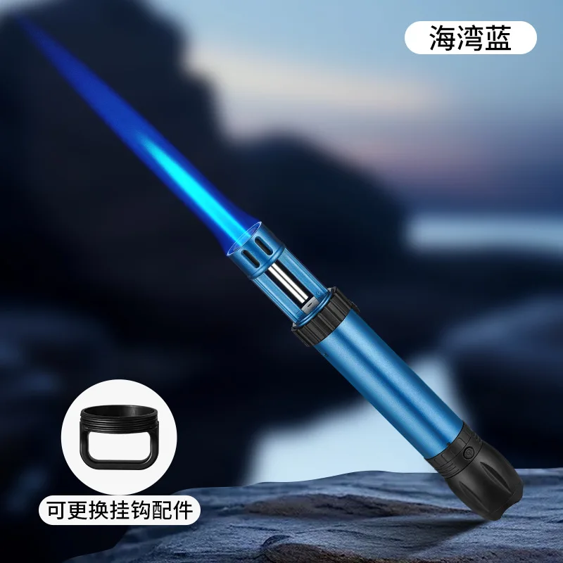 Innovative Large Spray Gun Lighter with LED Light, Rotatable High-Power Torch Lighter, Retractable Jet Flame Igniter