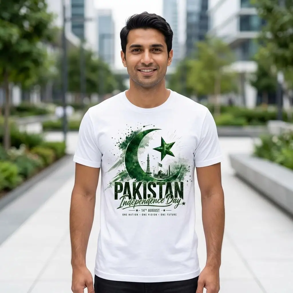 14th August Pakistan Independence Day Graphic T-shirt 2026 Summer New Men Women Sports Cotton Oversized T-shirt Streetwear Y2K