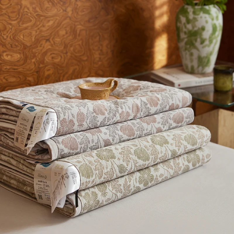 A-Class High End Silky Cotton Jacquard Summer Blanket Lightweight Air Conditioner Comforter Soft Washable 4 Pieces Bedding Set