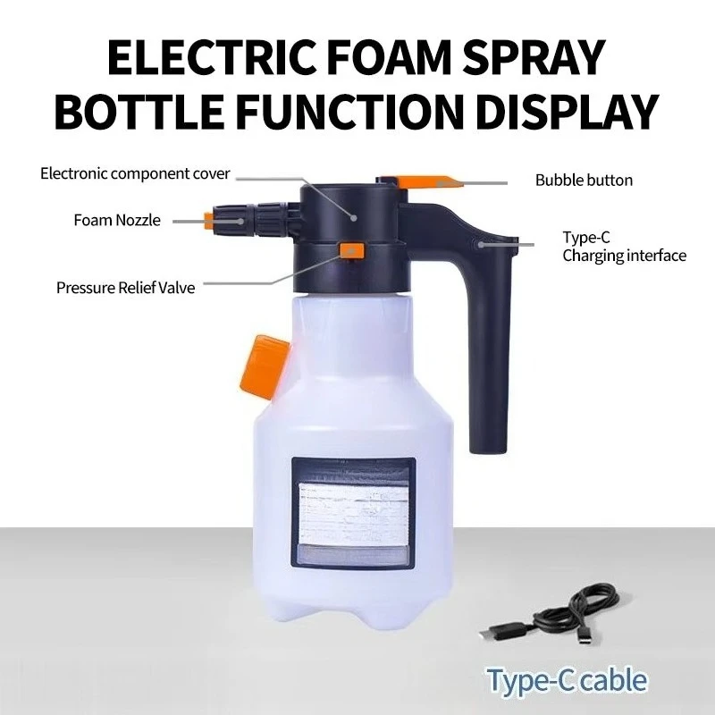Car Detailing Spray Nozzle Gun with 2L Electric Snow Foam Sprayer Bottle for Auto Cleaning