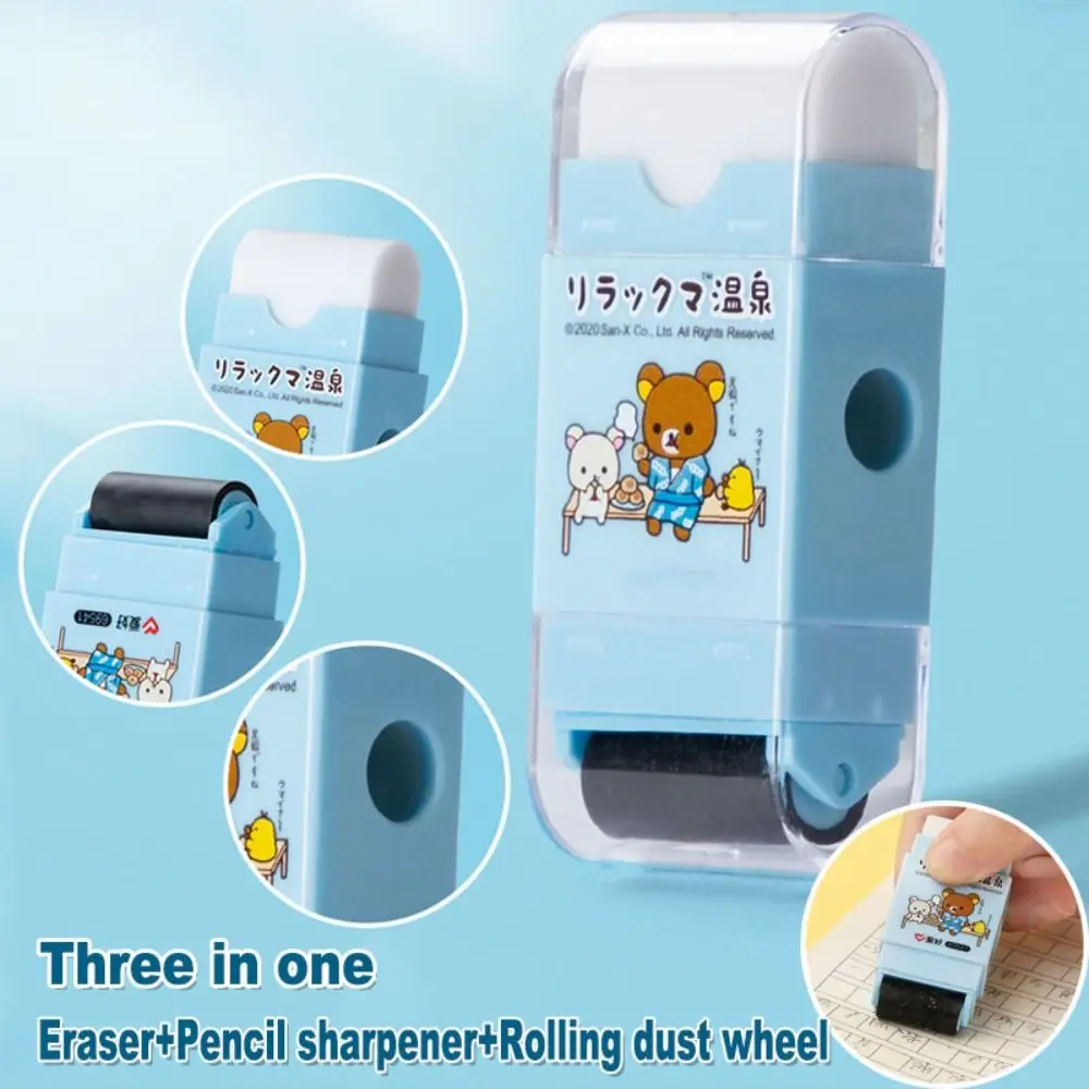 Multifunctional 3 in 1 Roller Eraser Rubber Manual Eraser Dust Cleaner Pencil Sharpener Creative Stationery