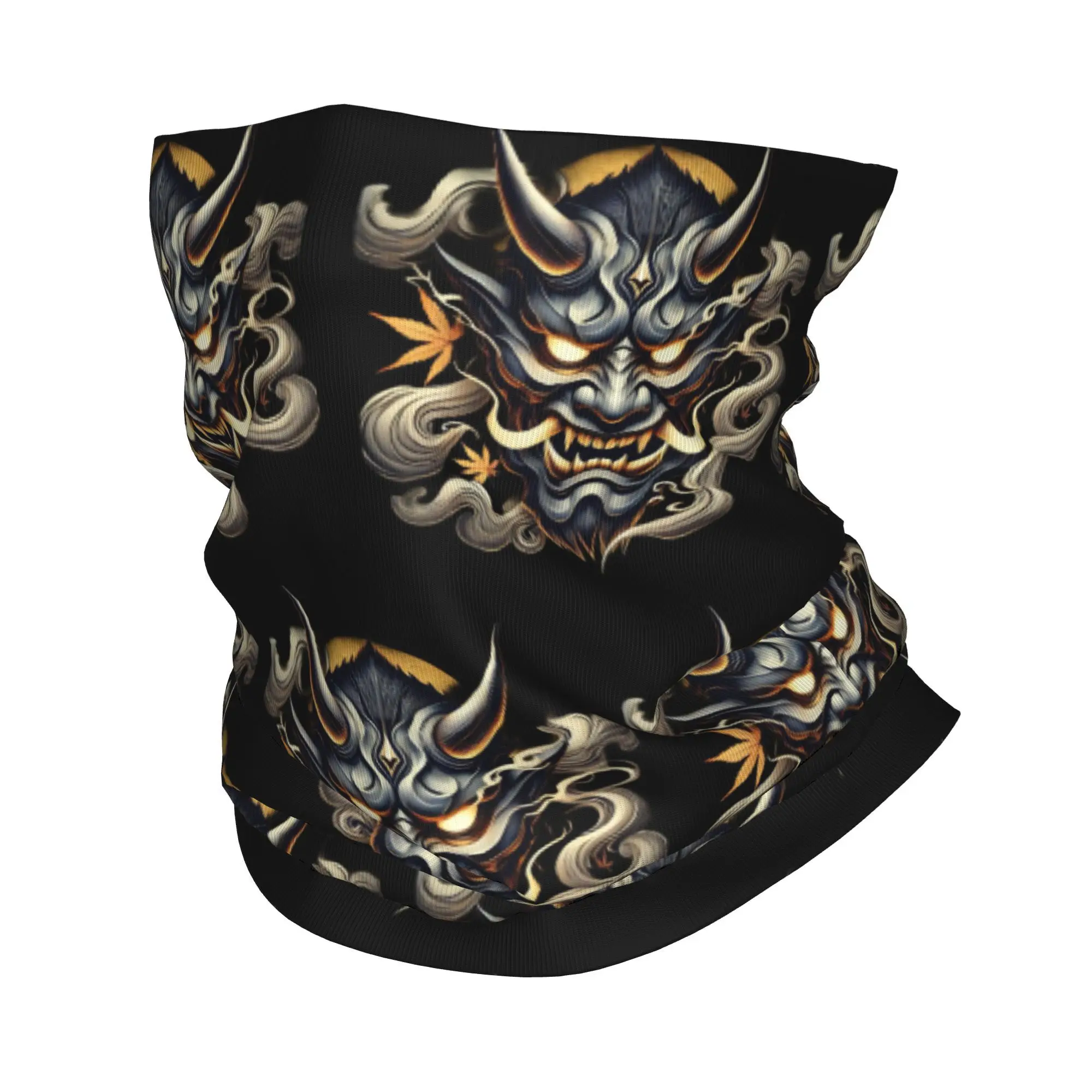 Custom Japan Samurai Demon Oni Bandana Neck Gaiter UV Protection Face Scarf Cover Men Women  Headband Tube Balaclava 