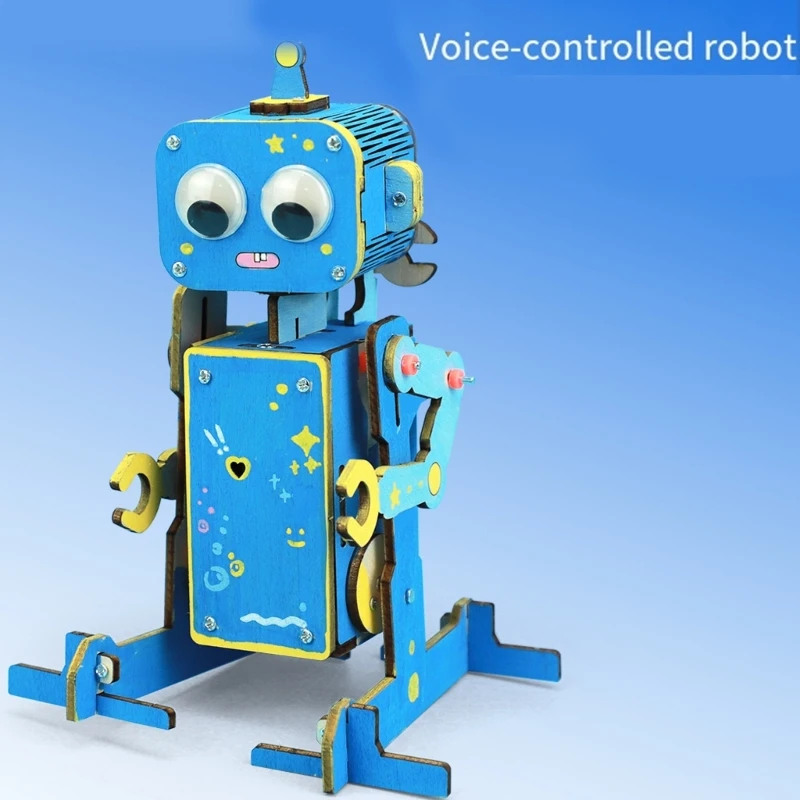 STEM Wooden Voice Control Robot Project Kits DIY Science Experiment Build for Family Learning 15UB