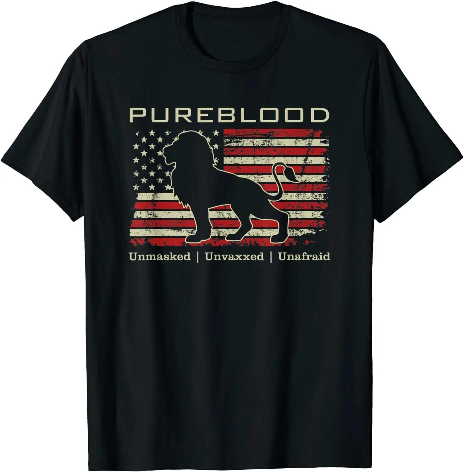 

Pureblood Movement #Pureblood Medal Freedom Lion USA Flag Unisex T-Shirt