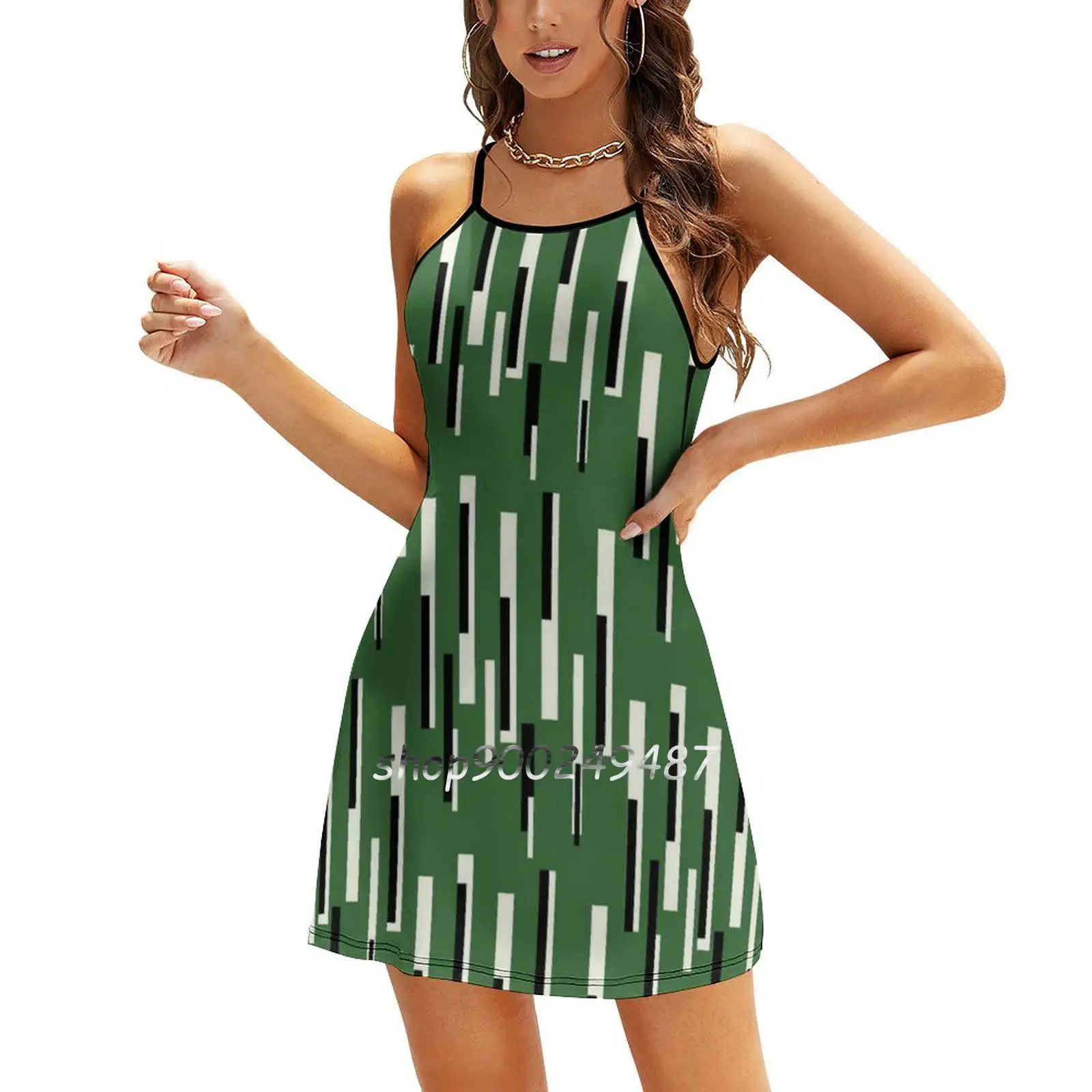 

Середина века Вау # Платье с квадратным вырезом, милое летнее платье, женское элегантное платье с лямкой на шее и принтом, смелые цвета, полоски, жирные узоры