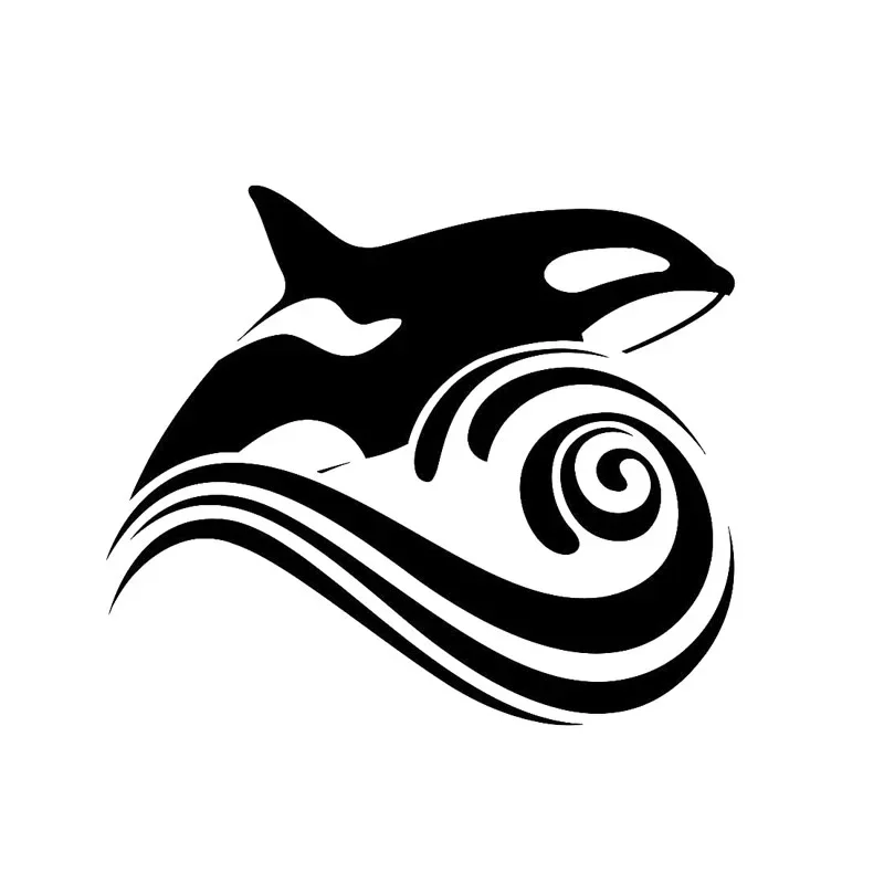 Killer WHALE Wave Fashion Car Sticker Vinyl High-quality Decal Black Silver 14.3cm*12.4cm