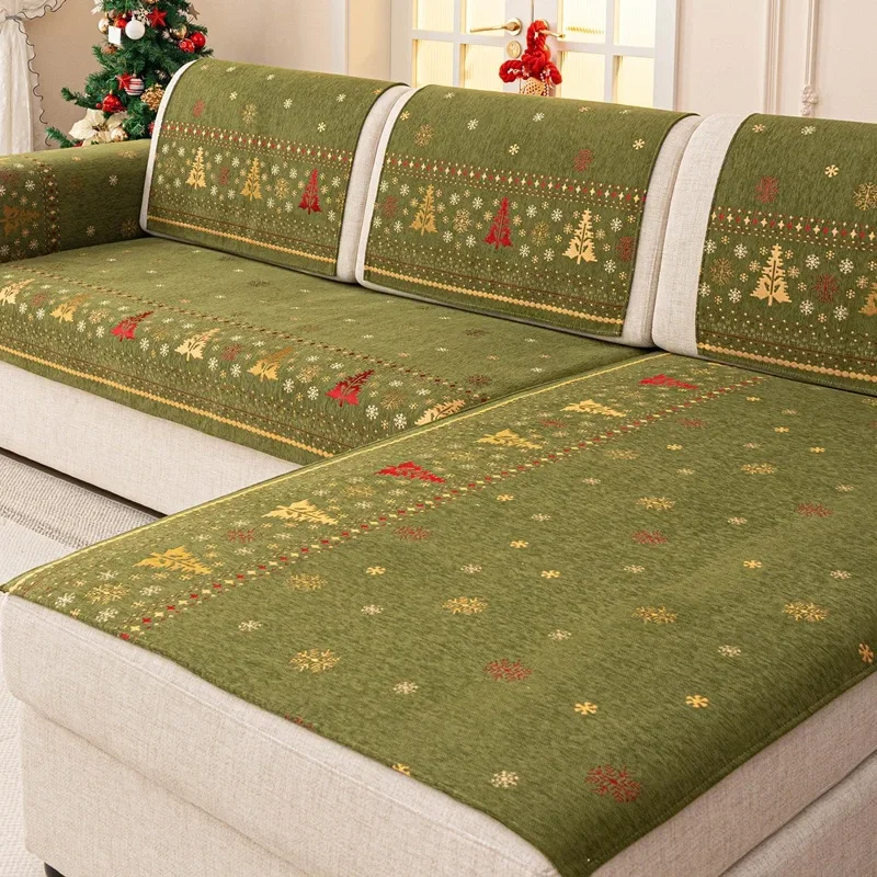 Christmas Sofa Cover Fabric Anti Slip and Dirt Resistant with A Sense of Atmosphere Sofa Cushion Cover Suitable for All Seasons
