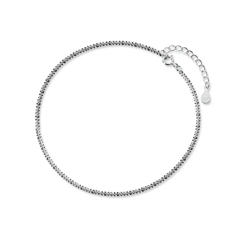 Minimalist 100% 925 Sterling Silver Fashion Babysbreath Chain Anklets For Women Wedding Silver 925 Jewelry Gift DA985