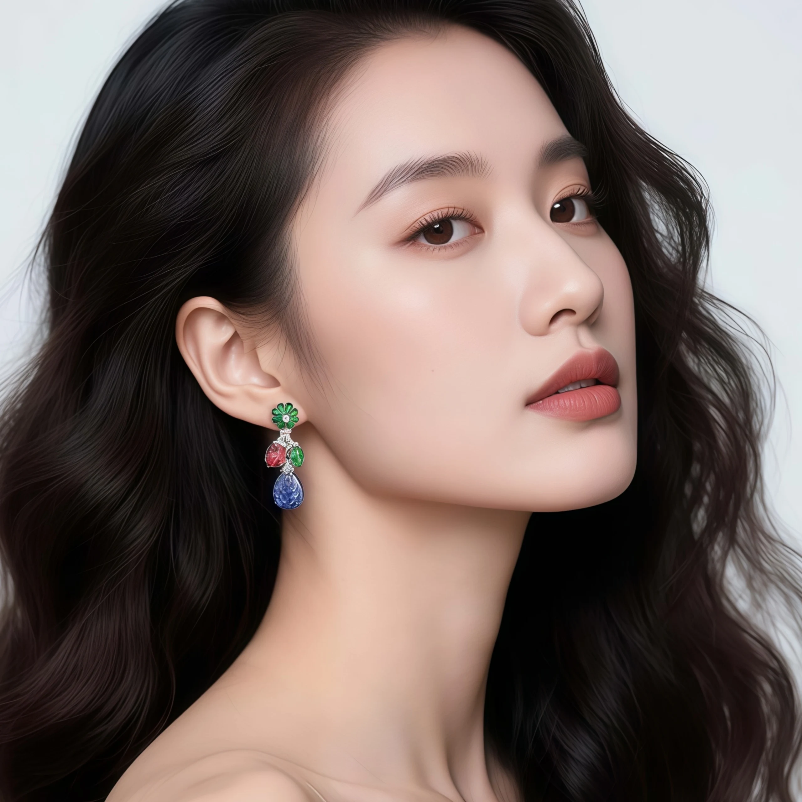 Winkin Winsin Tutti Frutti S 925 فضة القرط قطرة المرأة الكربون أقراط الماس الفاكهة الأزرق الأخضر الأحجار الكريمة والمجوهرات #2