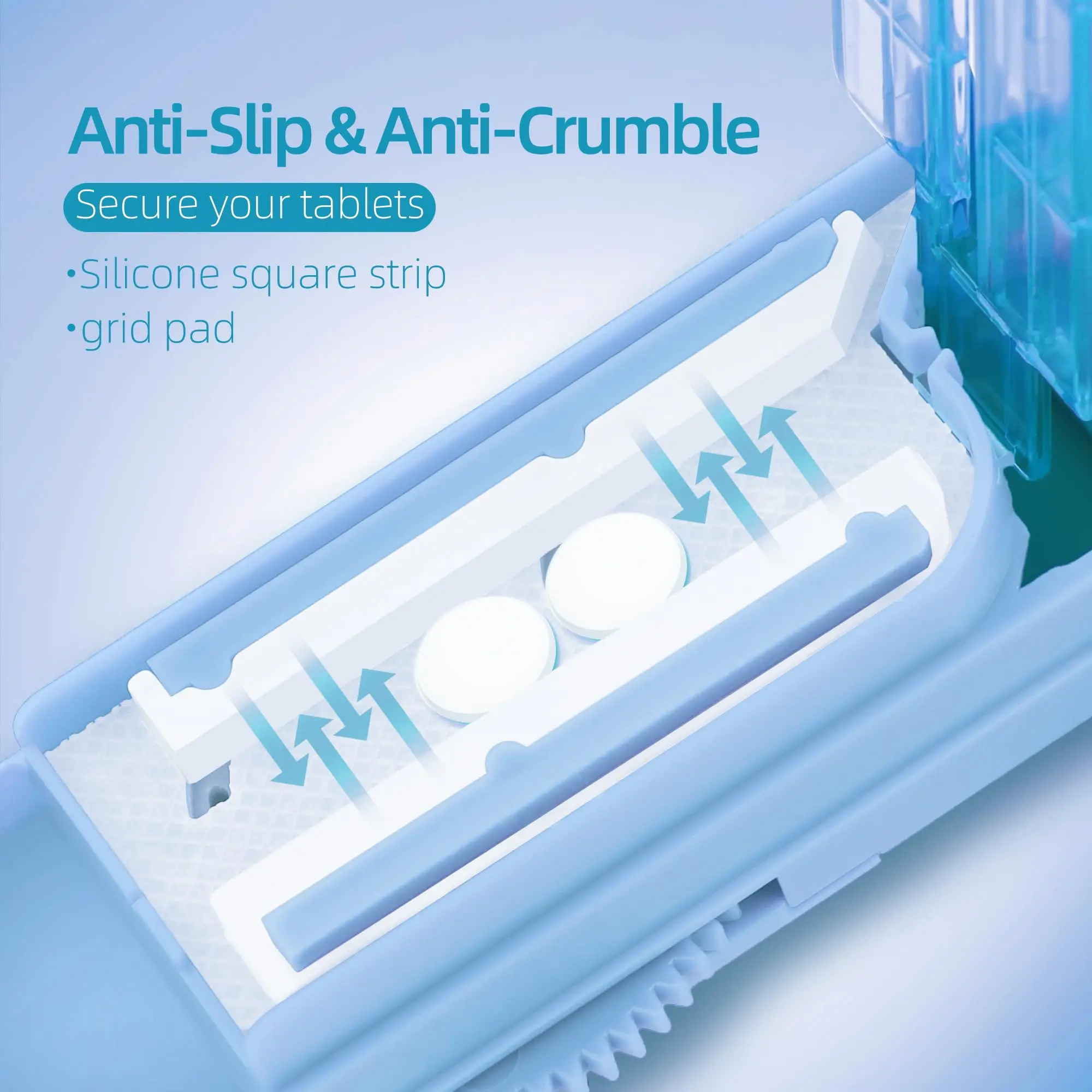Adjustable Pill Splitter Accurately Cuts Multiple Pills at Onc Sharp Blade with Safety Guard Non-Slip Silicone Edge