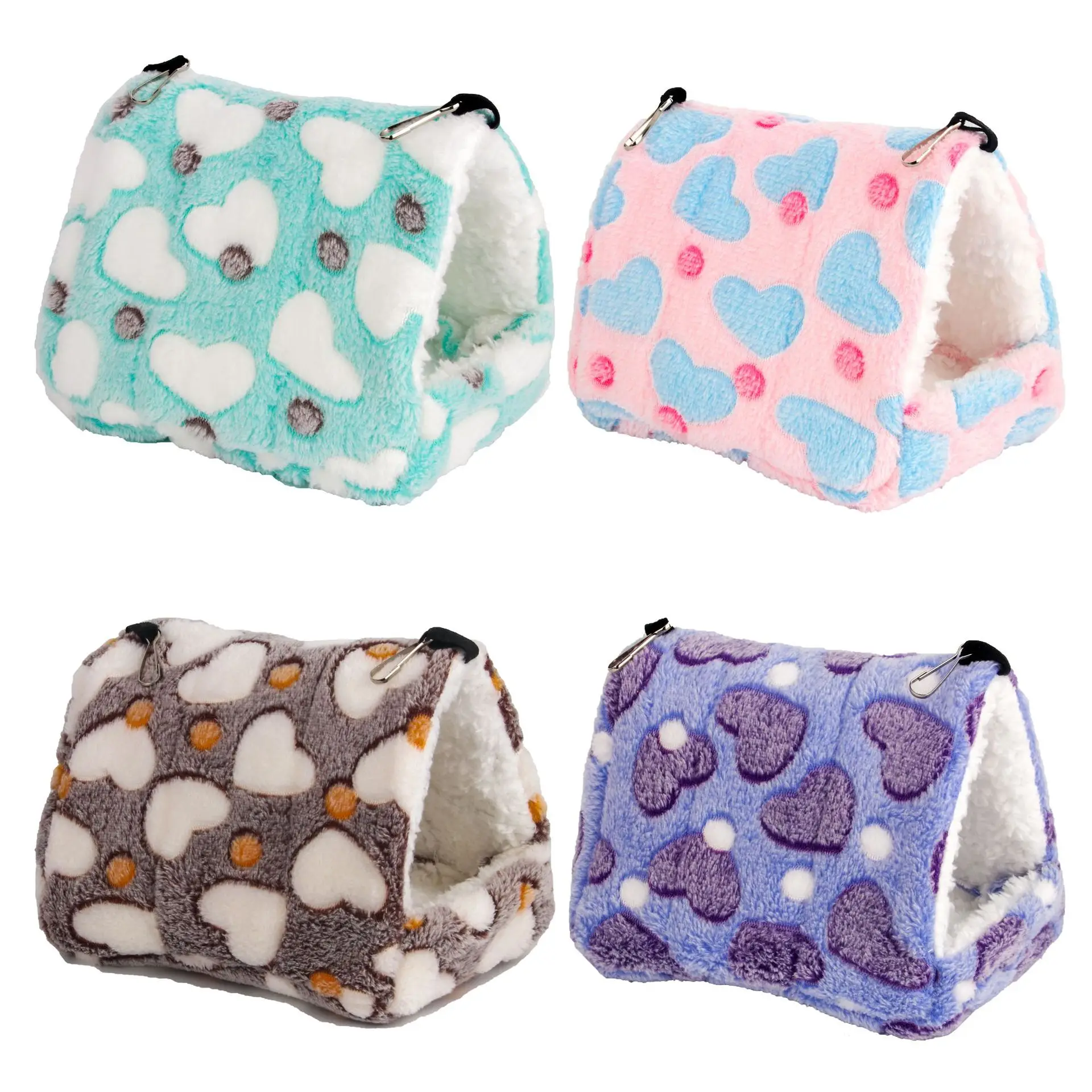 Hamac chaud et confortable en forme de cœur pour hamster et perroquet, maison en peluche pour animaux de compagnie, tente de cabane, accessoires de