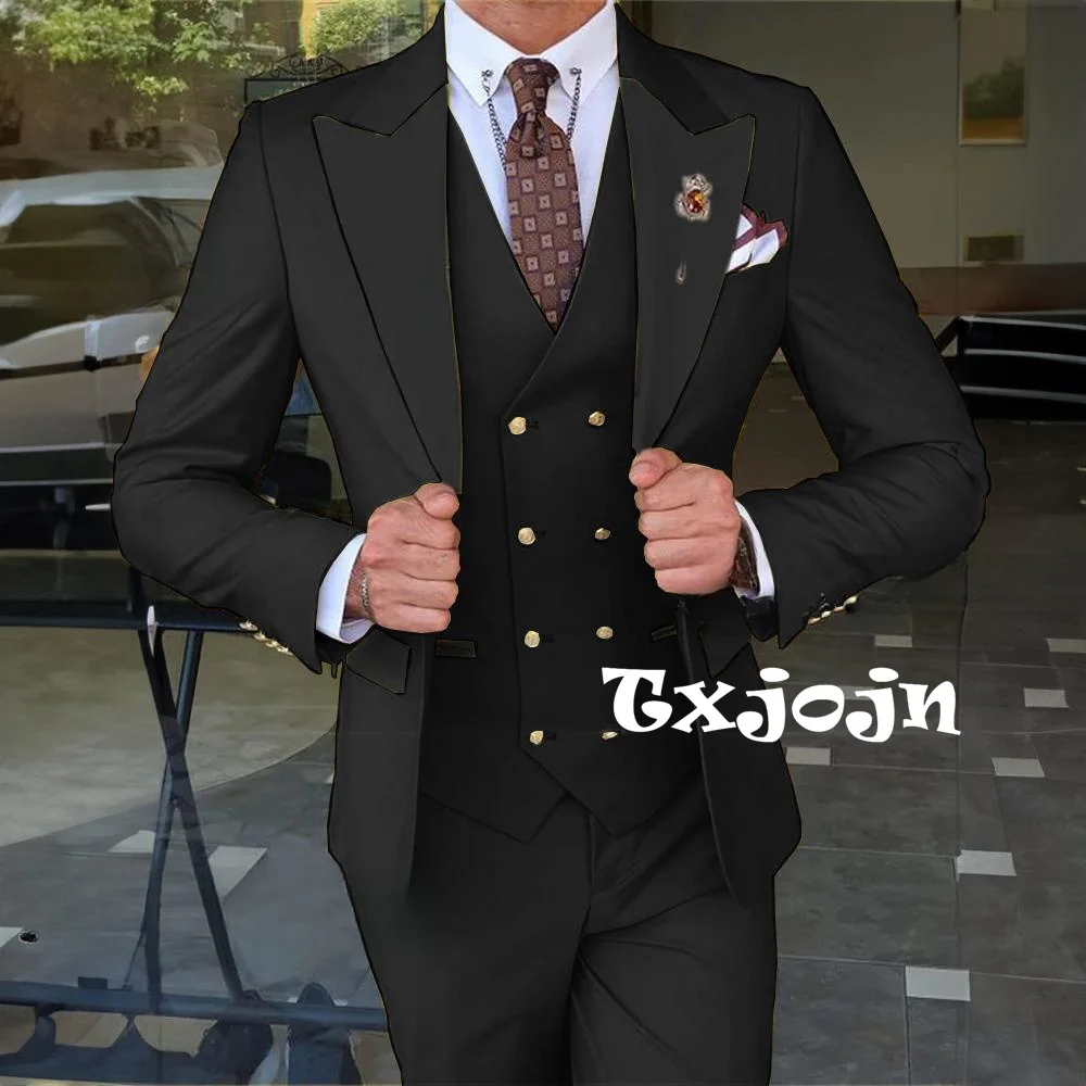 Beige Formal Men's Suit Set 3 Pieces Wedding Party Gown Handsome Peak Lapel Tuxudo Daily Life Customized XS-5XL For Men