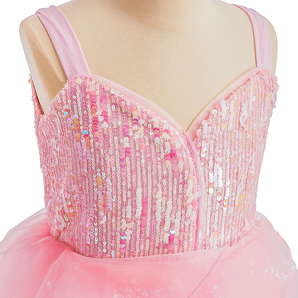 Mädchen Rosa Prinzessinnenkleid Kinder Cosplay Kostüm Zubehör Set Kindergeburtstag Party Pailletten Tüll Kleid Festliches Verkleidungsoutfit – Detail 9