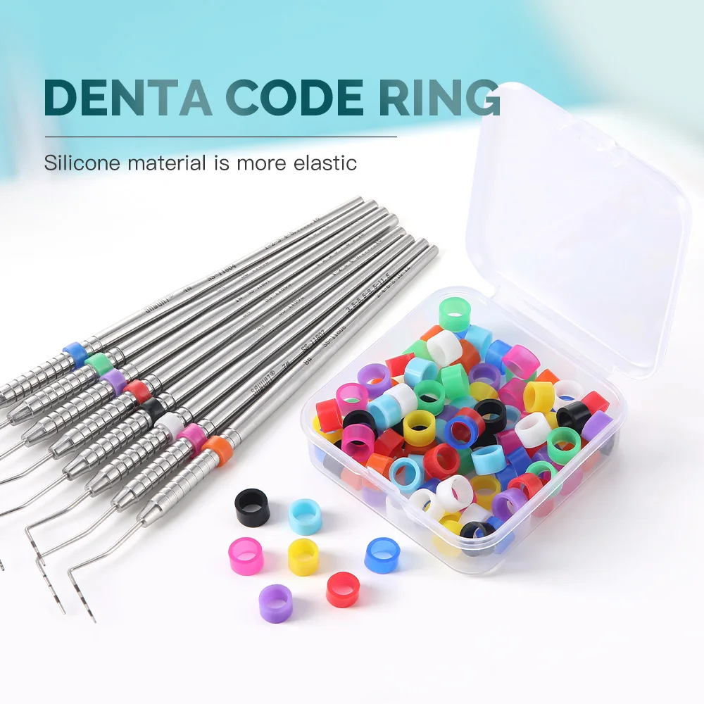 100 sztuk / pudełko Dental Multi-Color Autoclavable Dental Universal Silicone Instrument Color Code Rings