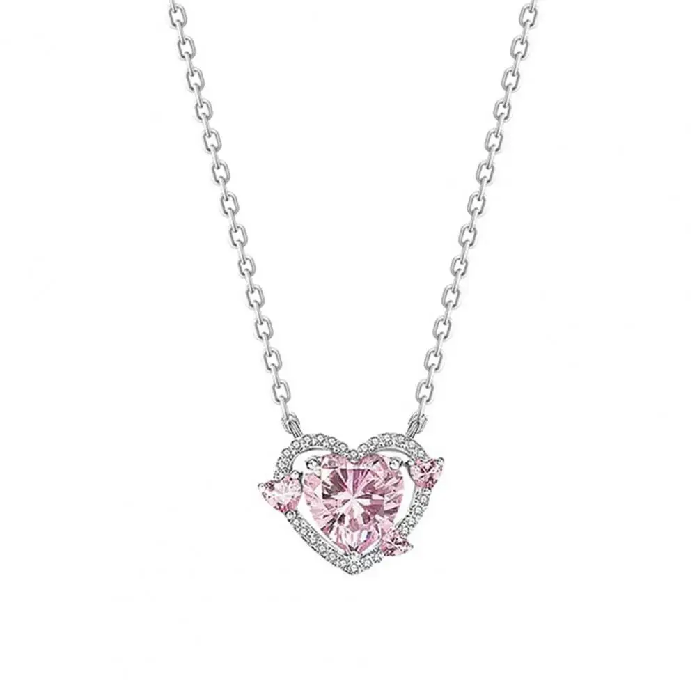 Collier pendentif coeur en Zircon pour femmes, pendentif cœur rose doux, bijoux féminins pour sa femme, fille, petite amie, cadeaux