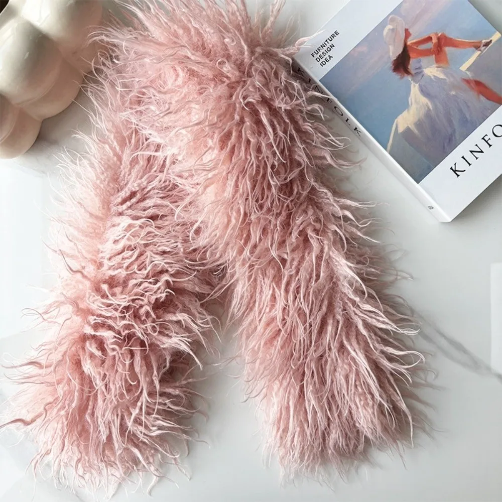 Fashion Soft Curly Imitation Wool Scarf Fluffy Warm Neck Warmer Windproof Thickened Women's Scarf Commuting