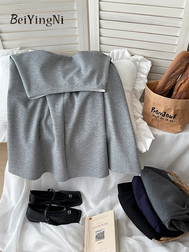 Spódnice damskie Beiyingni jesień-zima, francuskie, eleganckie, vintage, codzienne, z wysokim stanem, długa spódnica w kształcie litery A, elastyczna talia, faldas