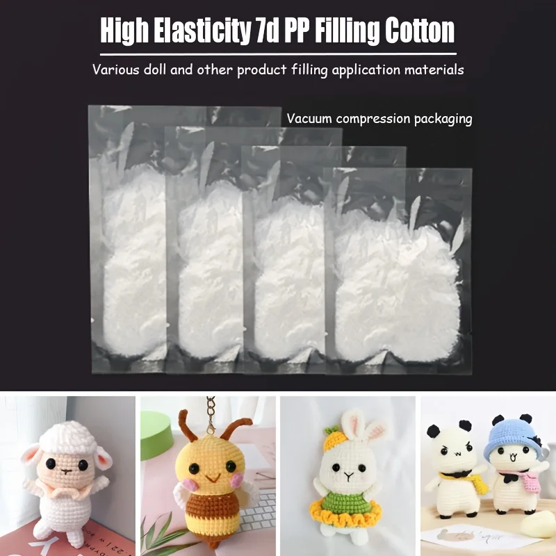 

1000g high elasticity PP filling cotton vacuum compression packaging polyester fiber filling material, DIY handmade doll toy