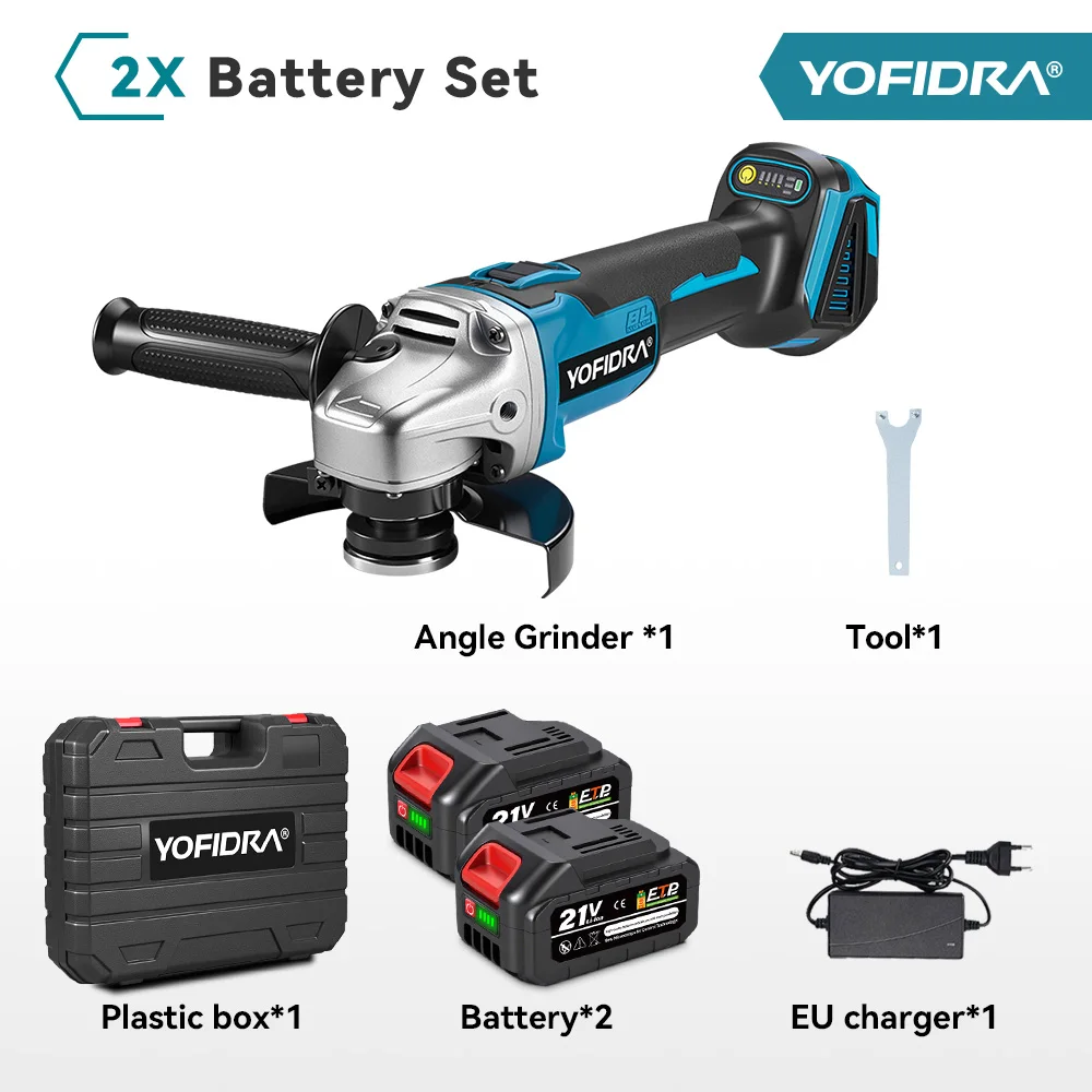 YOFIDRA 125mm Borstelloze Haakse Slijper 4 Versnellingen Draadloze Slijpmachine Snijden Houtbewerking Voor Makita 18 V-21 V batterij Pin