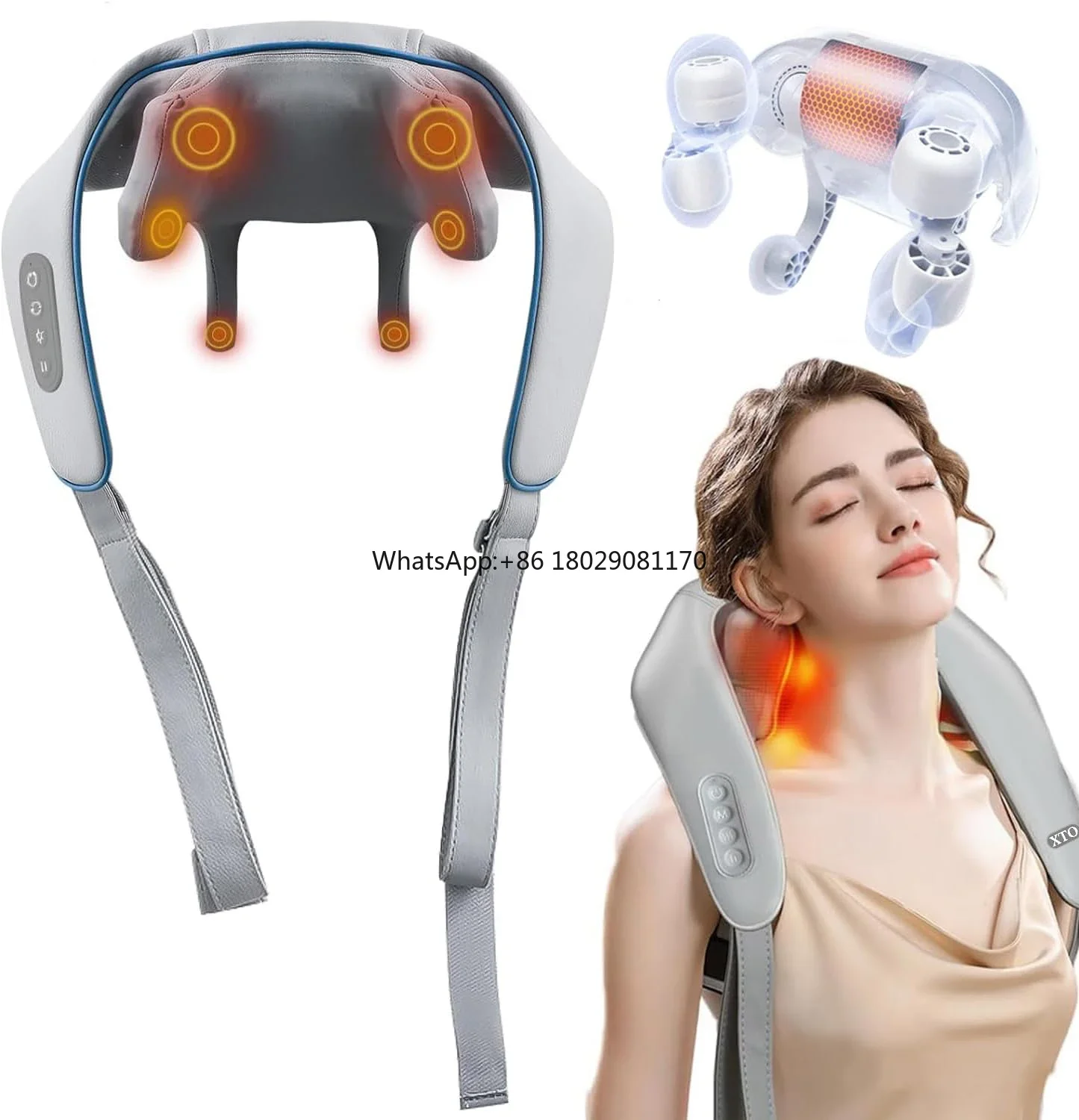 

Neck Shoulder Massager With Heat Electric Neck Shoulder Massager Cordless Shiatsu Massage Pillow
