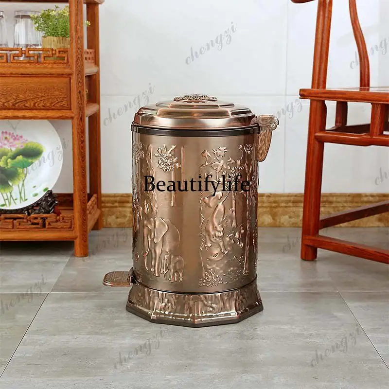 Household trash can European living room retro high-end light luxury American kitchen large bathroom high value