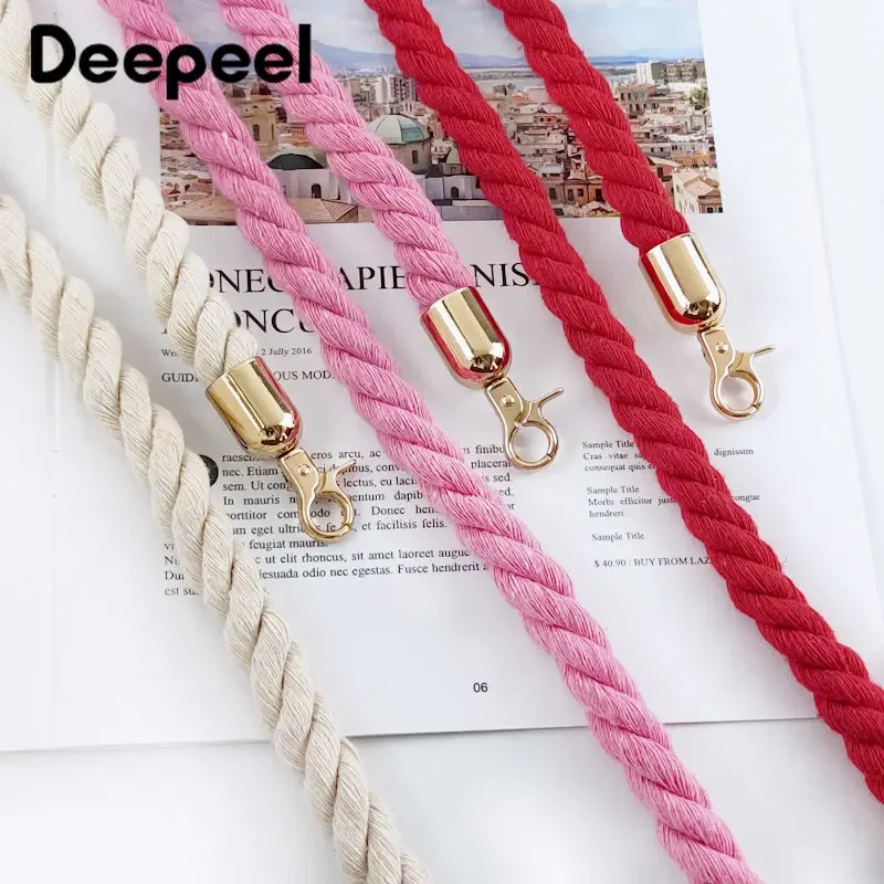 Deepeel 120cm Cotton Rope Cords Buckles Bag Strap for Women Handbag Handles Crossbody Chains Replacement DIY Parts Accessory