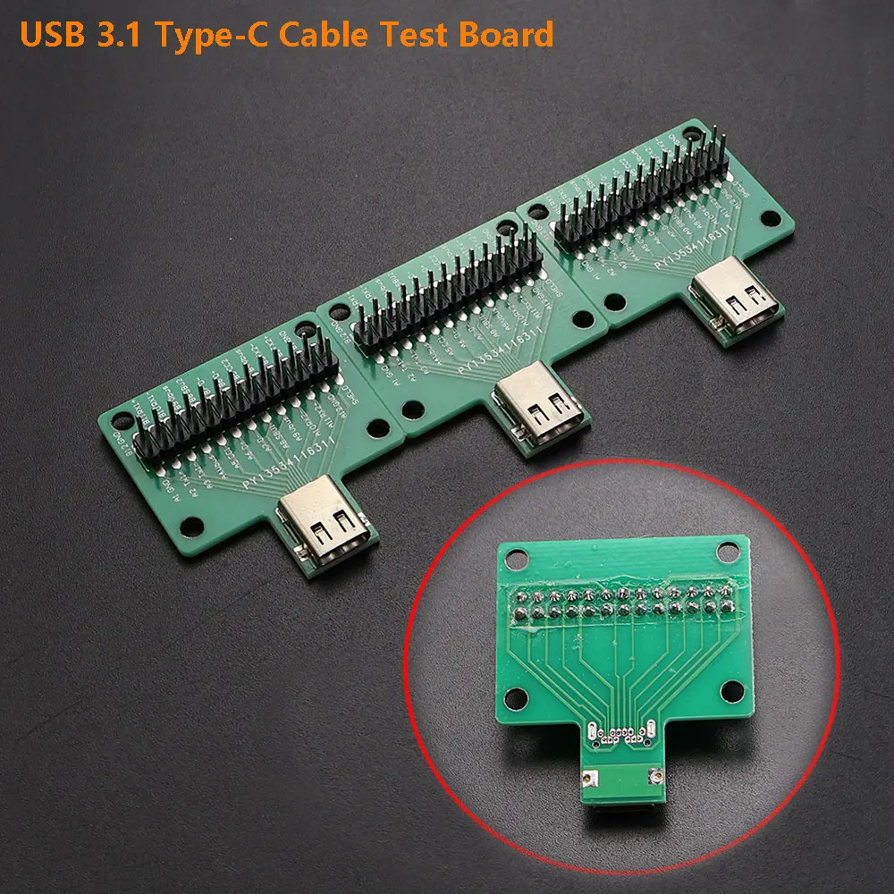 1PC USB 3.1 Type-C Cable Test Board 24 Pin Type-C Female Plug Jack to DIP Adapter Connector Welded PCB Converter Pinboard