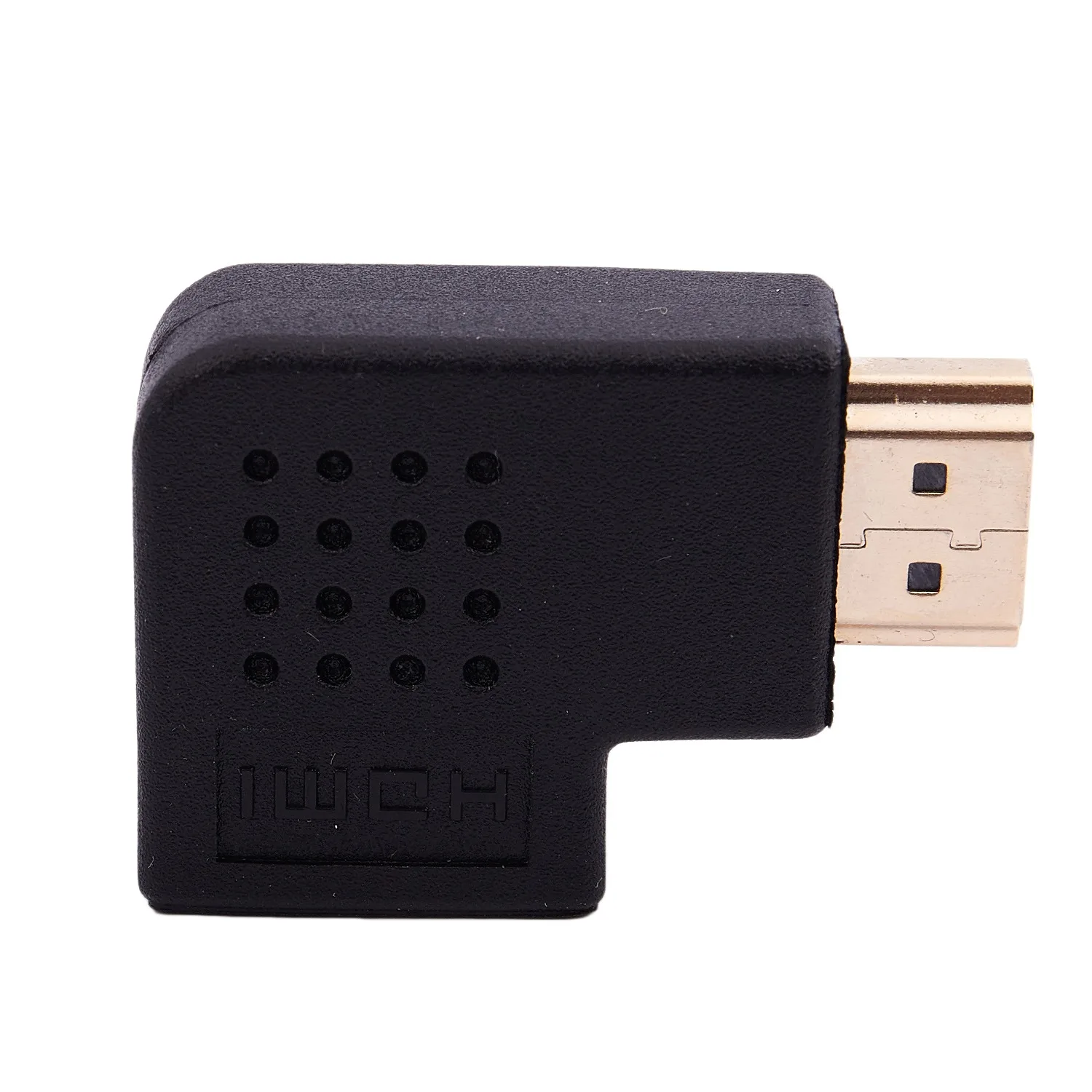 Gold Plated HDMI Right Angle Port Saver Adapter (Male to Female) - 90 Degree - Vertical Flat Left