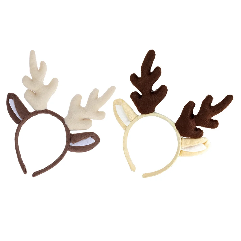 

2Pcs Antler Headbands Xmas Party Hair Hoops Christmas Deer Horn Headwear Festive Holiday Hair Accessories Antler Headband